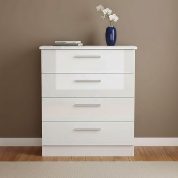 Knightsbridge White Gloss 4 Drawer Chest