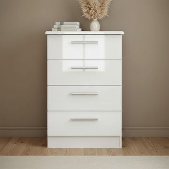 Knightsbridge White Gloss 4 Drawer Midi Chest