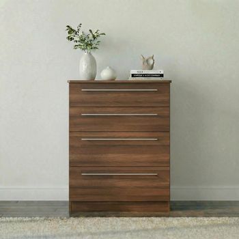Sherwood Walnut 4 Drawer Deep Chest