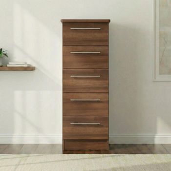 Sherwood Walnut Narrow 5 Drawer Chest
