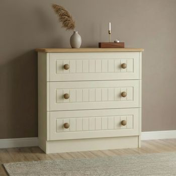 Warwick Cream and Oak 3 Drawer Small Chest