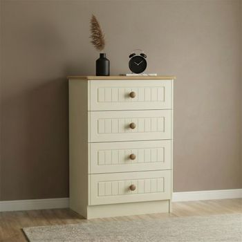 Warwick Cream and Oak 4 Drawer Midi Chest