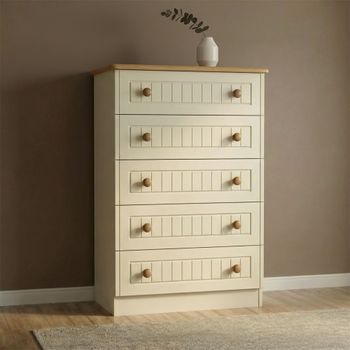 Warwick Cream and Oak 5 Drawer Chest