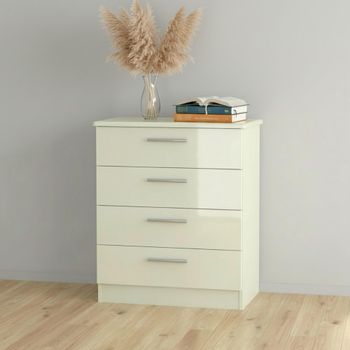 Knightsbridge Cream Gloss 4 Drawer Chest