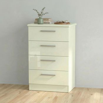 Knightsbridge Cream Gloss 4 Drawer Midi Chest
