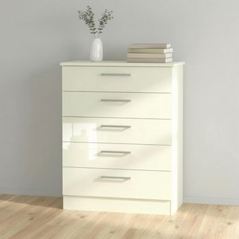 Knightsbridge Cream Gloss 5 Drawer Chest