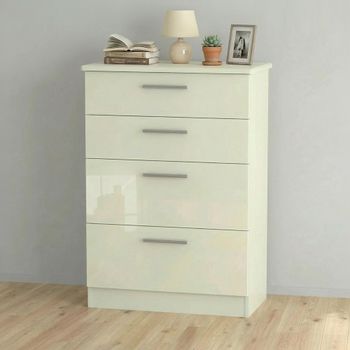 Knightsbridge Cream Gloss 4 Drawer Deep Chest