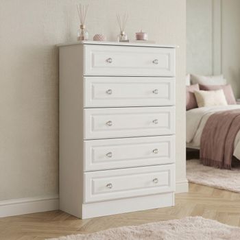 Crystal White 5 Drawer Chest