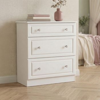 Crystal White 3 Drawer Deep Chest