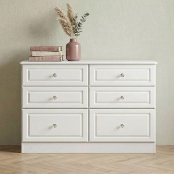 Crystal Midi White 6 Drawer Chest