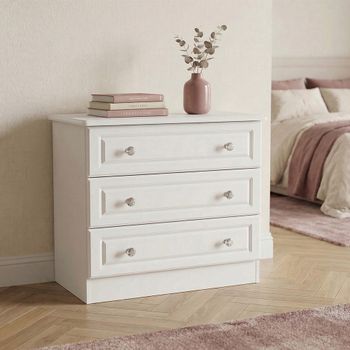Crystal White 3 Drawer Small Chest