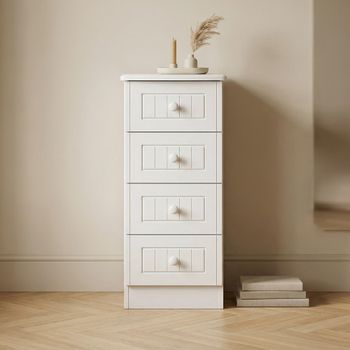 Warwick White 4 Drawer Narrow Chest