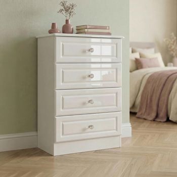 Balmoral White Gloss 4 Drawer Midi Chest