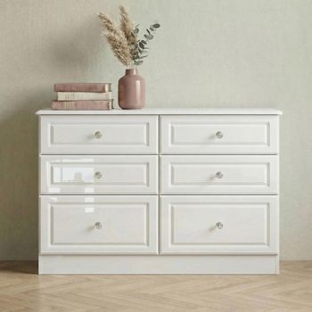 Balmoral White Gloss 6 Drawer Midi Chest