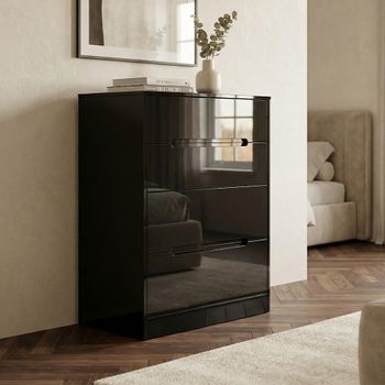 Monaco Black Gloss 4 Drawer Deep Chest