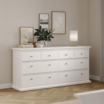 Paris White 8 Drawer Wide Chest