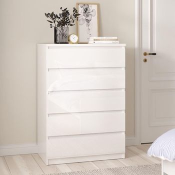 Naia White Gloss 5 Drawer Chest