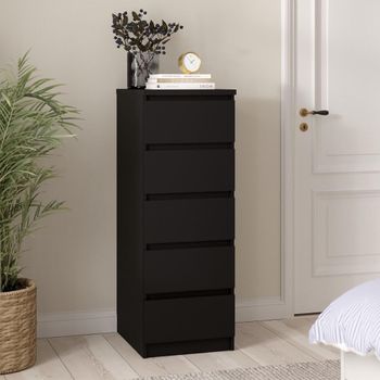Naia Black 5 Drawer Narrow Chest