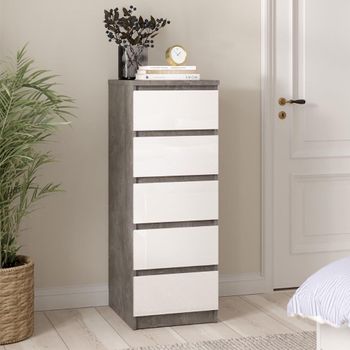 Naia Grey Concrete 5 Drawer Narrow Chest
