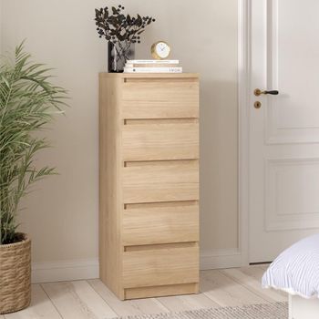 Naia Oak 5 Drawer Narrow Chest
