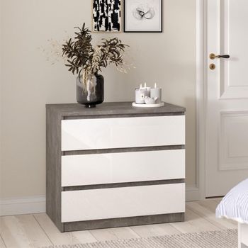 Naia Grey Concrete 3 Drawer Small Chest