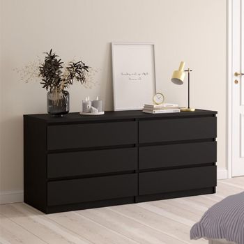 Naia Black 6 Drawer Wide Chest