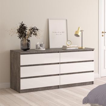 Naia Grey Concrete 6 Drawer Wide Chest
