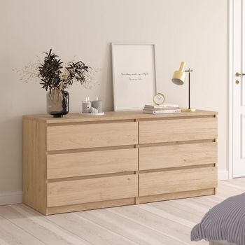 Naia Oak 6 Drawer Wide Chest