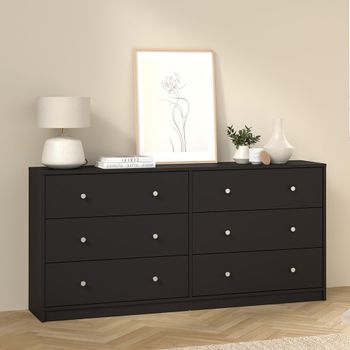 May Black 6 Drawer Wide Chest