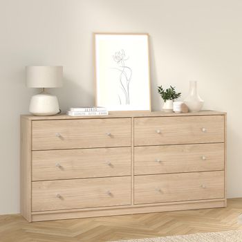 May Oak 6 Drawer Wide Chest