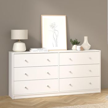 May White 6 Drawer Wide Chest