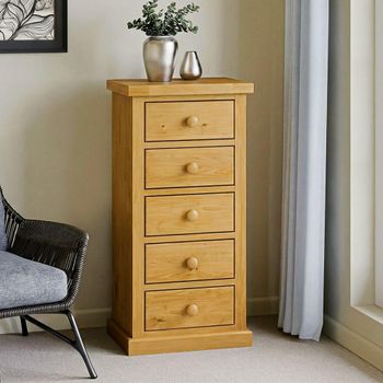 Churchill Waxed Pine 5 Drawer Tall Chest