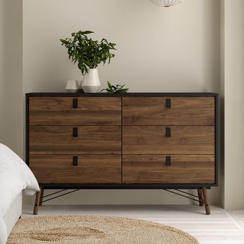 Ry Black 6 Drawer Wide Chest