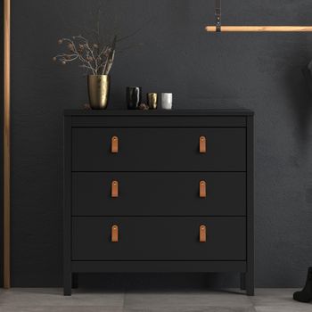 Barcelona Black 3 Drawer Small Chest