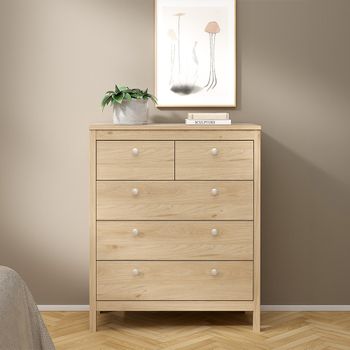 Madrid Jackson Hickory Oak 3+2 Drawer Chest