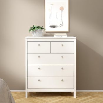 Madrid White 3+2 Drawer Chest