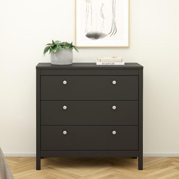 Madrid Black 3 Drawer Small Chest