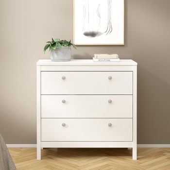 Madrid White 3 Drawer Small Chest
