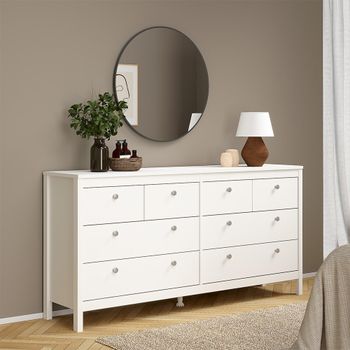 Madrid White 8 Drawer Wide Dresser