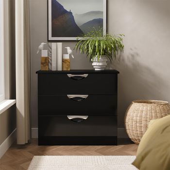 Camden Black Gloss 3 Drawer Small Chest