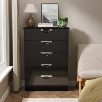 Camden Black Gloss 5 Drawer Chest