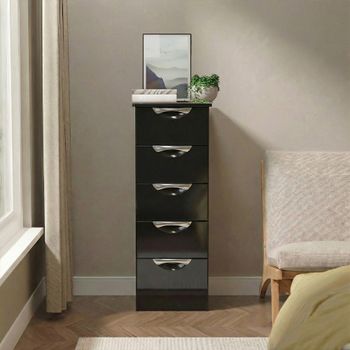 Camden Black Gloss 5 Drawer Narrow Chest