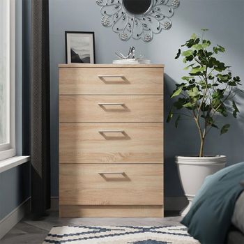 Devon Oak 4 Drawer Deep Chest