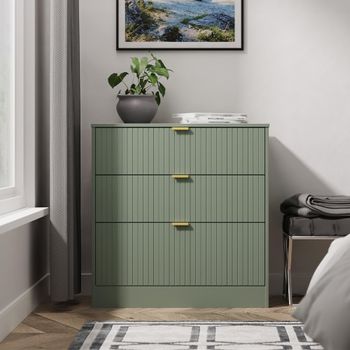Nashville Green 3 Drawer Deep Chest