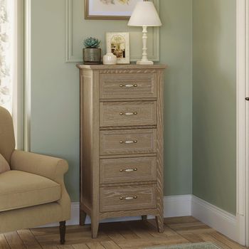 Ennis Natural Matt Lacquered 5 Drawer Tall Chest