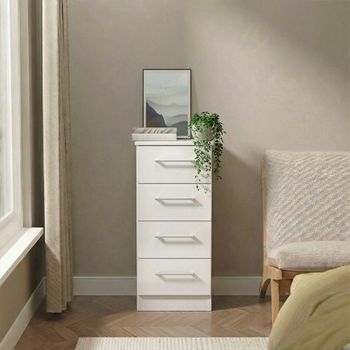 Worcester White 4 Drawer Narrow Chest