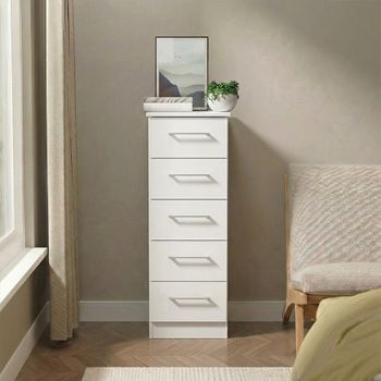 Worcester White 5 Drawer Narrow Chest