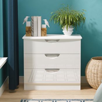 Camden White Gloss 3 Drawer Small Chest