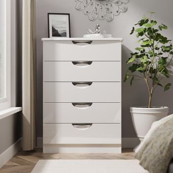 Camden White Gloss 5 Drawer Chest