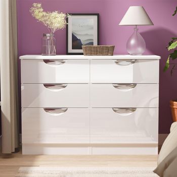 Camden White Gloss 6 Drawer Midi Chest